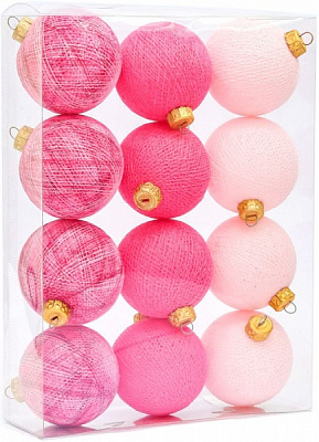 Игрушка на елку Котоновые шарики 12 шт. Pink set d80 мм 8 см 12 шт./уп. 