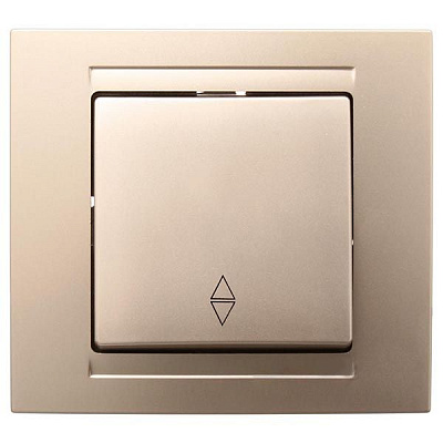 Вимикач прохідний одноклавішний Gunsan Moderna без підсвітки 16 А 250В бежевий металік MD 29 25 107