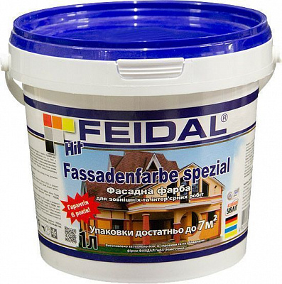 Краска акриловая Feidal HIT Fassadenfarbe spezial мат белый 1л