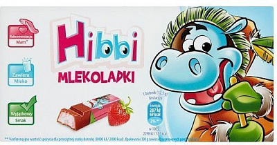 Шоколад Hibbi с начинкой из клубники и йогурта 100 г