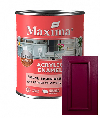 Эмаль акриловая универсальная Maxima для дерева и металла бургунди шелковистый мат 0,75л