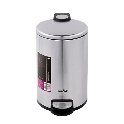 Ведро с крышкой MVM BIN-16 12L SS STEEL ROUND 12 л стальной 