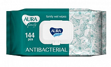 Вологі серветки Aura Antibacterial 144 шт.
