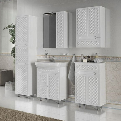 Тумба напольная Aqua Rodos Родорс 50 белая с умывальником Nova 50