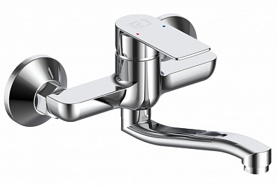 Смеситель для умывальника RJ ARA монтаж на стену, хром