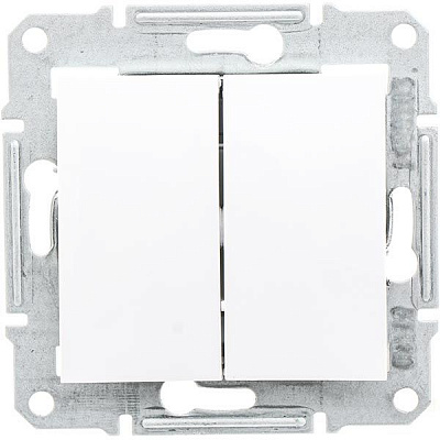 Перемикач прохідний двоклавішний Schneider Electric Sedna без підсвітки 10 А 250В IP20 білий