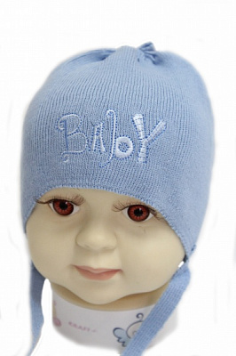 Шапочка дитяча для хлопчиків Kraft+ р.36-38 блакитний 0740