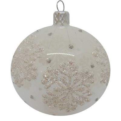 Куля новорічна d80 сніжинка біла