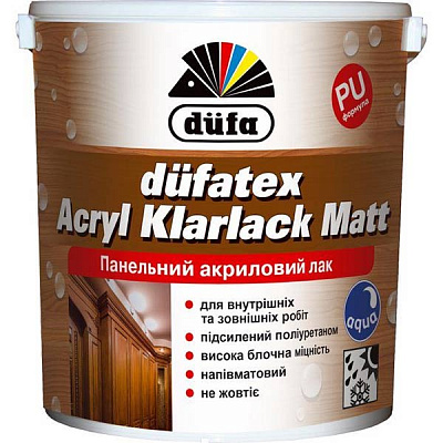 Лак панельний Dufatex Acryl Klarlack Matt Dufa полумат 10 л прозрачный