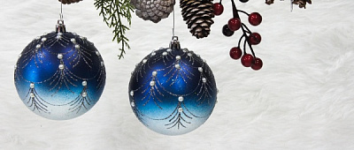 Набор елочных шаров с жемчужинами T21-10 синий d80 мм 6 шт./уп. 