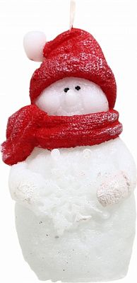 Свічка декоративна сніговик зі сніжинкою 45х100 мм 90 г Pako-If