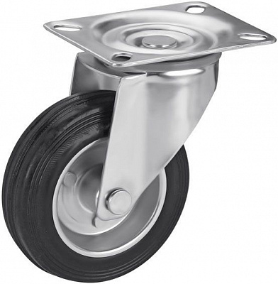 Колесо черная резина/сталь d100 мм Rader