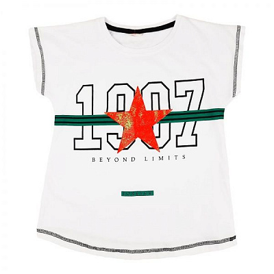 Футболка для девочки AKKU со звездой р.140 белый 9028 