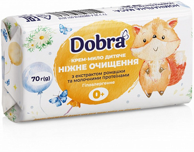 Мыло детское Dobra с экстрактом ромашки и молочными протеинами 70 г