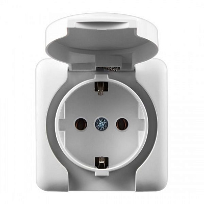 Розетка із заземленням Lezard Viola без шторок з кришкою білий 751-0200-123В