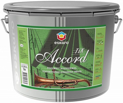 Эмаль Eskaro алкидная тиксотропная Accord 30 tix TR база под тонировку полумат 2,25л