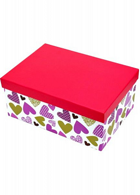 Коробка подарочная прямоугольная микс сердец 21,5х14х9 см