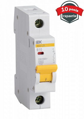 Автоматичний вимикач IEK ВА47-29 1Р 10А 4,5кА MVA20-1-010-B