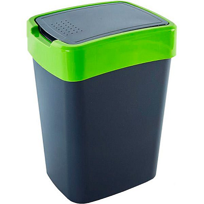 Ведро для мусора Алеана 18 л гранит/зеленый 122067
