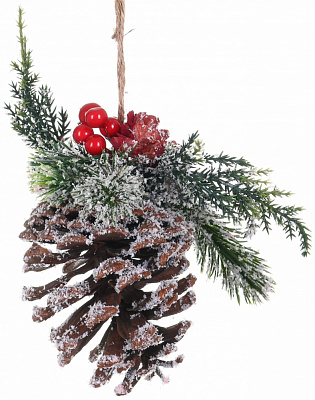 Декорація новорічна шишка з хвойним декором 14 см WJ210387