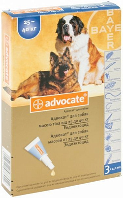 Краплі Bayer для собак Advocate 1х4,0 мл від 25-40 кг 91030