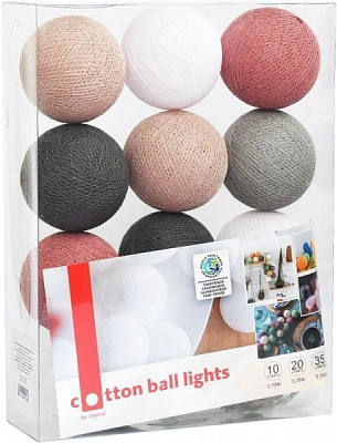 Електрогірлянда Котонові кульки dirty rose світлодіодна (LED) 10 ламп