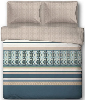 Комплект постельного белья Smart Line семейный бежевый с зеленым Ibodo 
