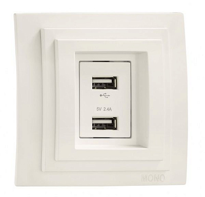 Розетка USB двойная Mono Larissa крем 103-171705-178