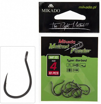 Крючок Mikado Method Feeder (ушко) (black nikel) №6 10 шт.