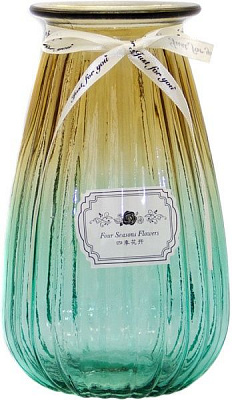 Ваза скляна жовто-зелена Crystal Rose 19 см YIWU