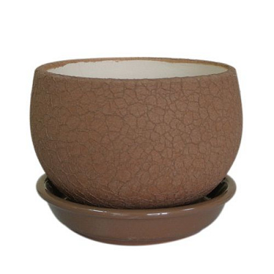 Горщик керамічний Оріана-Запоріжкераміка Куля шовк круглий 0,4л молочний шоколад