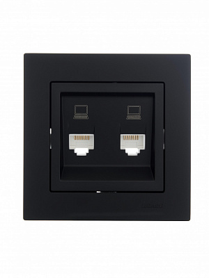 Розетка компьютерная двойная 2 без заземления Lezard Vesna IP20 антрацит 742-4288-141