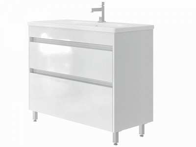 Тумба підвісна ЮВЕНТА Тумба Luton - 100 білий з умивальником Soft-100