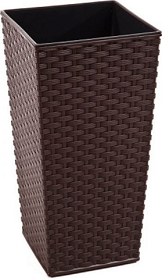 Горшок Lamela Финезия ротанг 300 с вкладом квадратный 19,5л мокко 