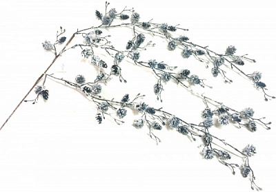 Декорація новорічна Dalian Everglory гілка з дрібними шишками 78 см 19A9244