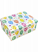 Коробка подарочная прямоугольная белая разноцветные шарики 111014868 33х25,5 см