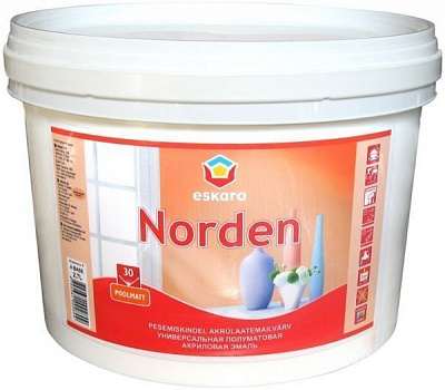Эмаль Eskaro акриловая Norden 30 белый полумат 2,7л
