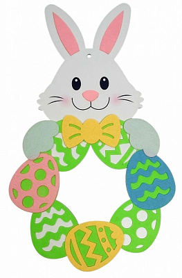 Вінок великодній Аплі Краплі з МДФ Зайчик