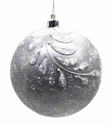 Куля новорічна Листя d60 2942 60 мм срібло 2942