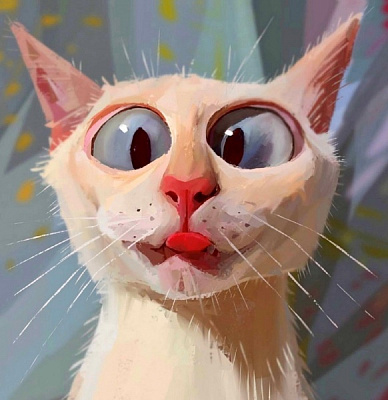 Репродукция Белый кот смешой 35x35 см Арт Фемелі 