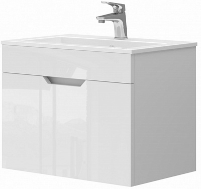 Тумба подвесная ЮВЕНТА Stefania - 60 белая с умывальником 