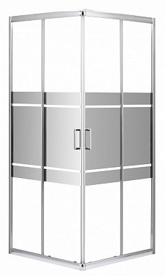 Душевое ограждение EGO квадрат. раздиж. EGOIST 90х90х200 см, стекло проз+ зерк 6мм, проф хром алюм