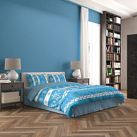 Комплект постельного белья Иней евро голубой с рисунком Rigel 