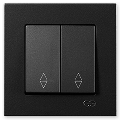 Вимикач двоклавішний Gunsan Eqona без підсвітки чорний 01 40 34 00 100 109