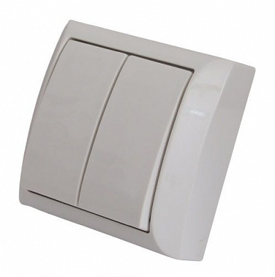 Выключатель двухклавишный UP! (Underprice) без подсветки 10 А 220В белый 2208 WHITE