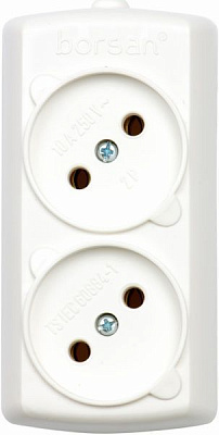 Колодка Borsan без заземления 2 гн. белый BR-1542-0 