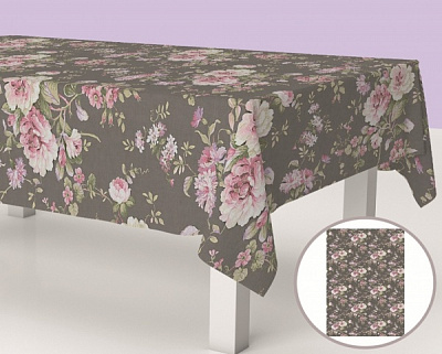 Скатерть Чайные розы 150x200 см коричневый с рисунком La Nuit 