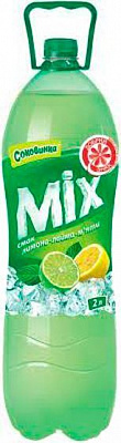 Безалкогольний напій Соковинка Мікс смак Лимона-лайма-м'яти 2 л (4820051240813)