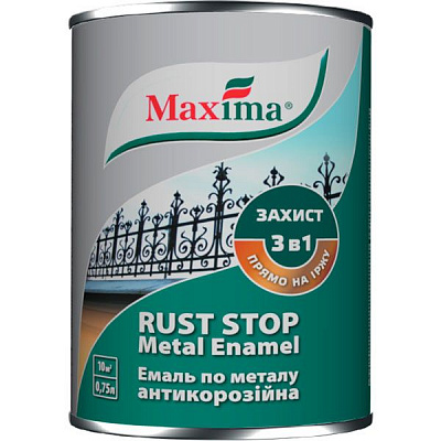 Эмаль Maxima антикоррозийная 3 в 1 молотковая черный глянец 0,75л