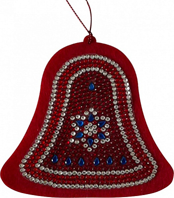 Набор для творчества со стразами (наклейка) Звоночек новогодний 10x10 см 178450 Діамантові ручки 